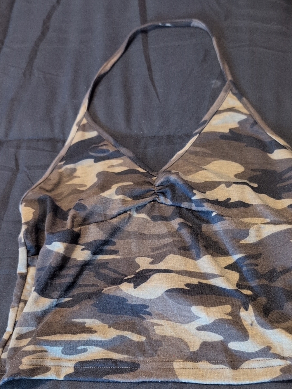 Missguided Olive Camo Halter Crop Top
